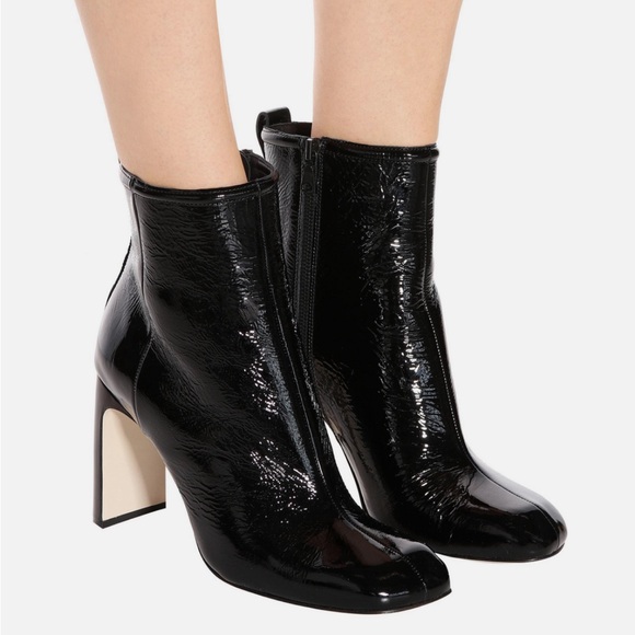 Rag and Bone Ellis Black Patent Leather Boots Ankle Booties - Picture 1 of 15